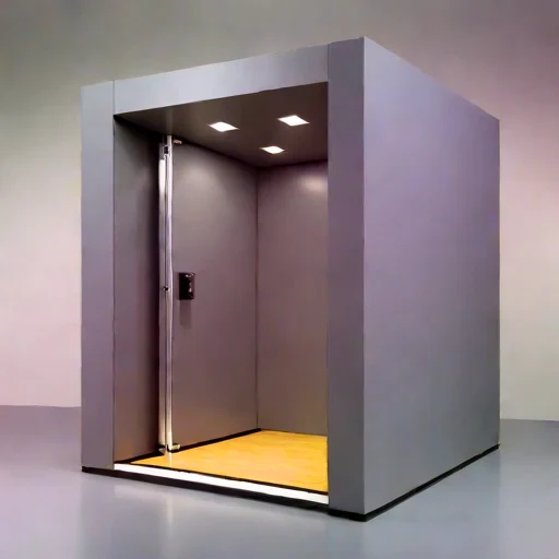 A vertisol-lined monitoring room, photographed against a plain background