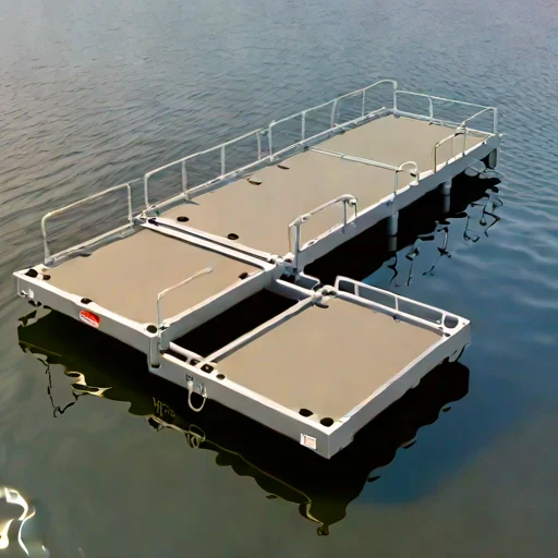 A wave-setup moored raft, photographed against a plain background