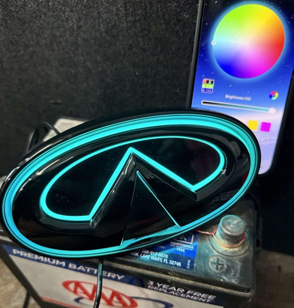  INFINITI Q50 RGB LED GRILL EMBLEM GLOSS BLACK