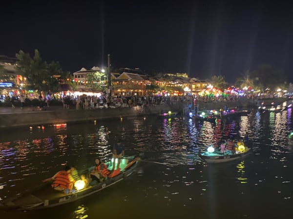 The ancient city of Hội An, adorned by lanterns at night