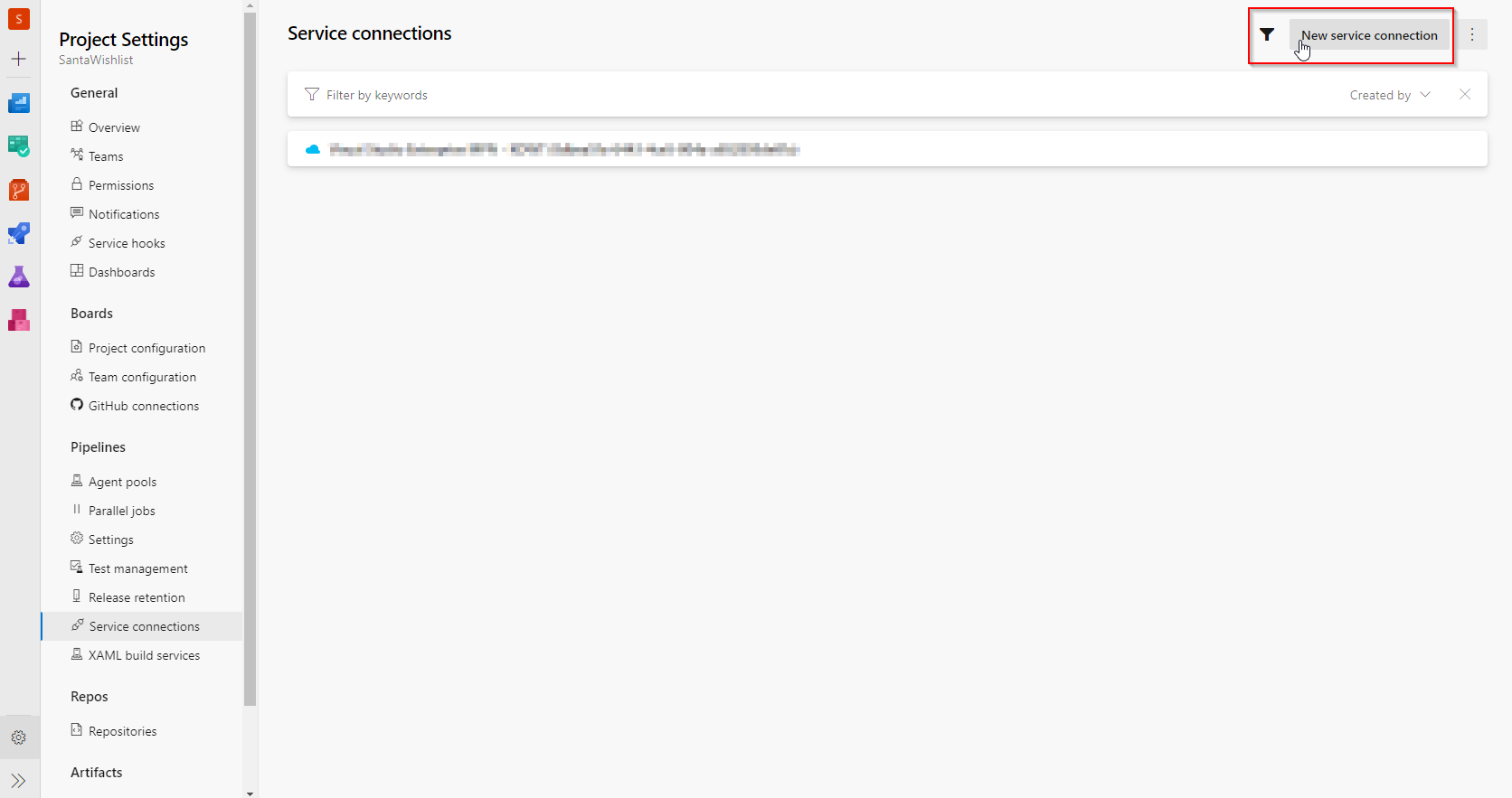 Create Service Connection