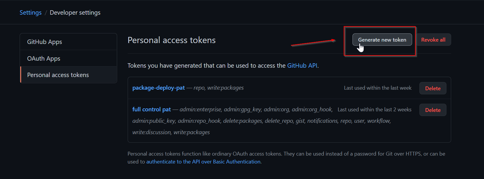 Generate new token