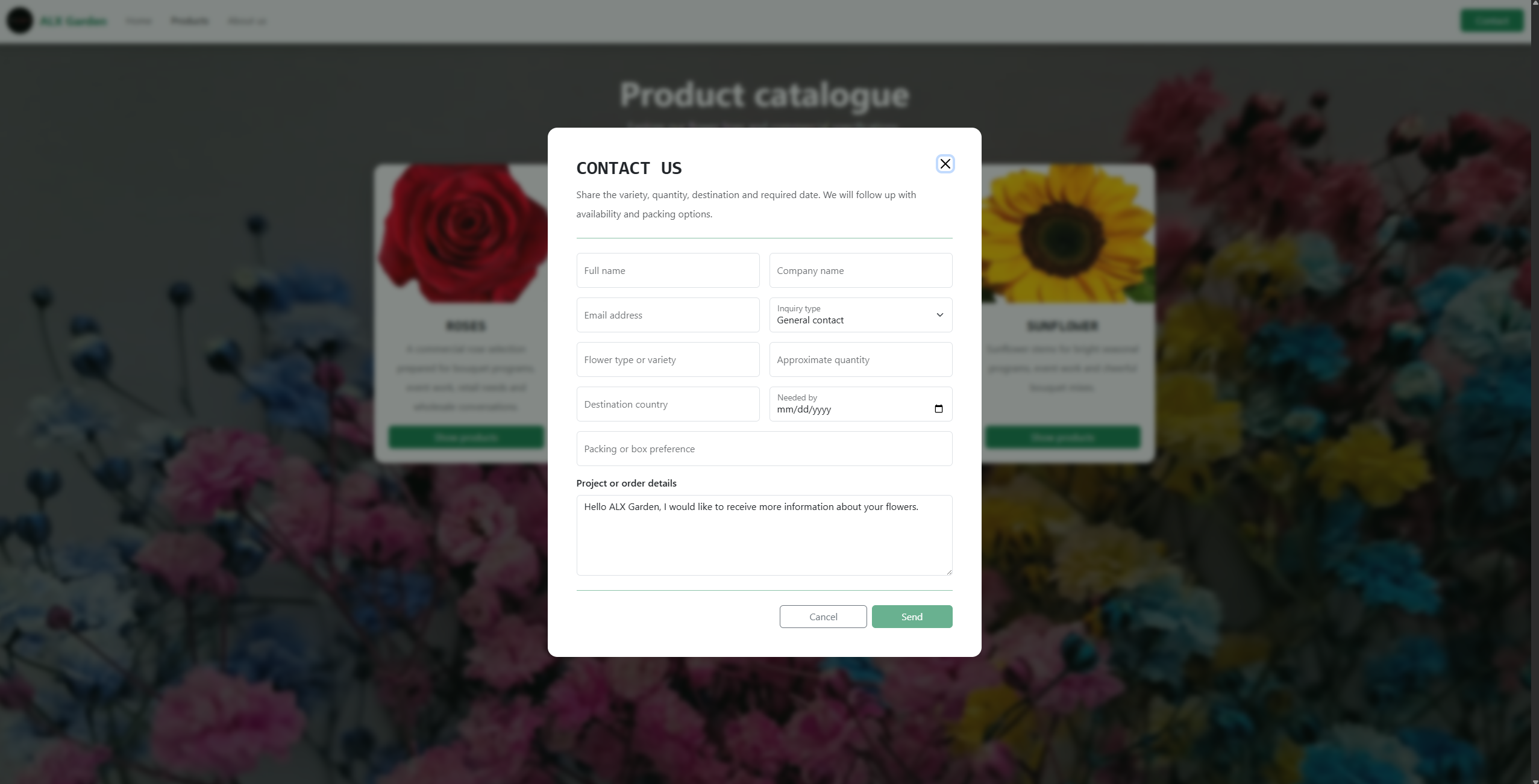3 de 3: SITIO WEB COMERCIAL Y CATÁLOGO DE FLORES