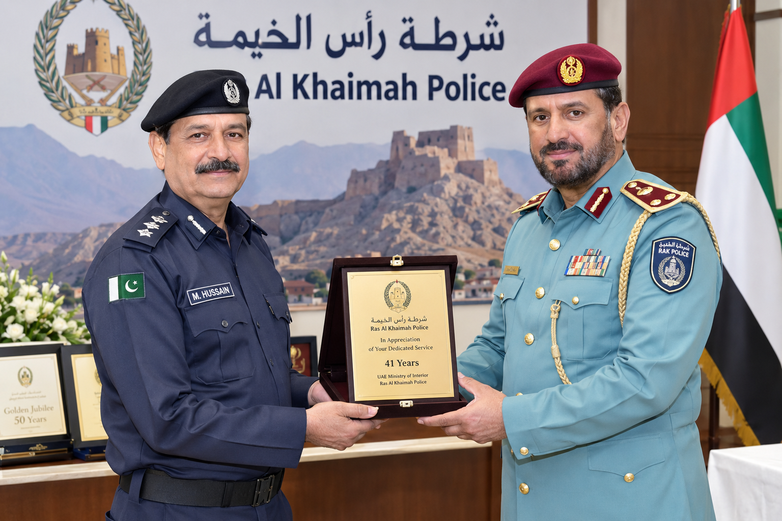 راس الخیمہ پولیس میں 41 سال خدمات انجام دینے والے پاکستانی شہری ریٹائر ہوگئے