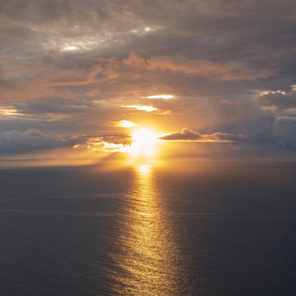 Sunrise over the Pacific Ocean, in Panama City, Panama.