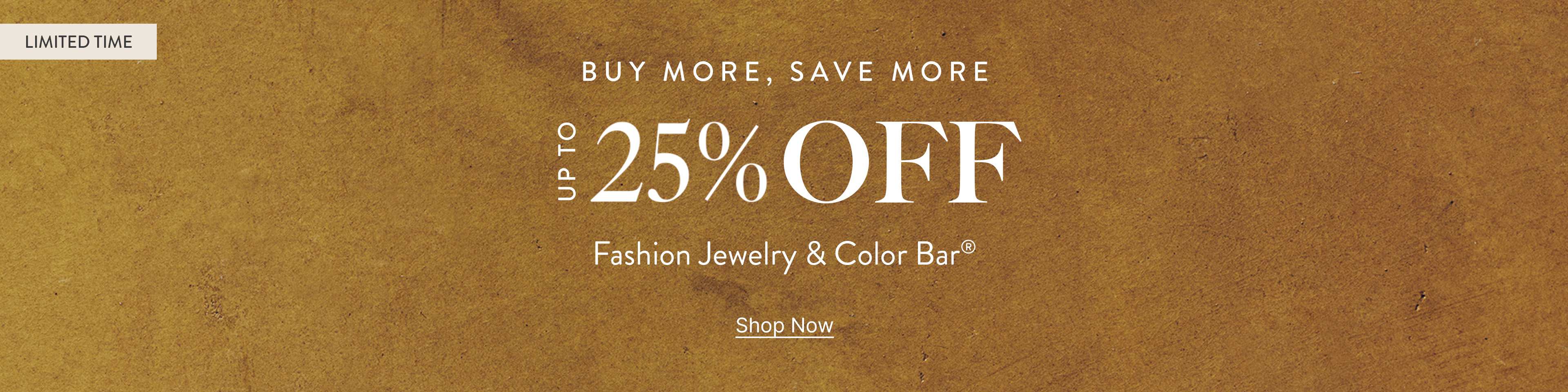 Up to 25% Off Fashion Jewelry & Color Bar 