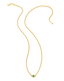 Delaney 18k Gold Vermeil Curb Chain Pendant Necklace in Green Onyx