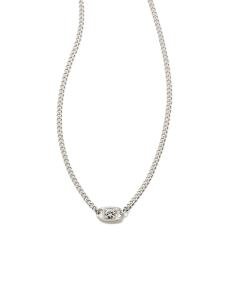 Delaney Sterling Silver Curb Chain Pendant Necklace in White Sapphire