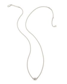 Delaney Sterling Silver Curb Chain Pendant Necklace in White Sapphire