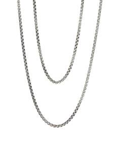 Beck 22" Thin Round Box Chain Necklace in Oxidized Sterling Silver