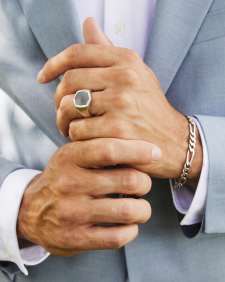 Hicks Oxidized Sterling Silver Stone Signet Ring in Black Hematite