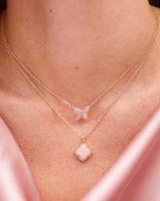 Lillia Butterfly Pendant Necklace in Crystal