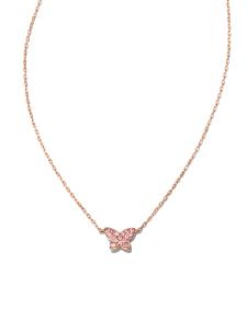 Butterfly 14k Rose Gold Pendant Necklace in Pink Sapphire