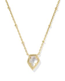 Framed Gold Tess Satellite Short Pendant Necklace in Ivory Mother-of-Pearl
