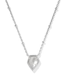 Framed Silver Tess Satellite Short Pendant Necklace in Ivory Mother-of-Pearl