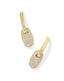 Bailey Gold Pave Huggie Earrings in White CZ