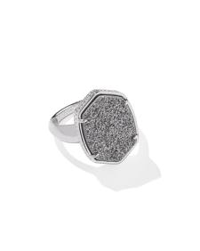 Daphne Silver Statement Ring in Platinum Drusy