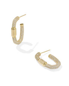 Emery Gold Hoop Earrings in White CZ