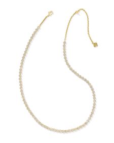 Emery Gold Tennis Necklace in White CZ