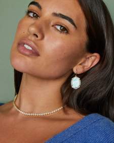 Daphne Gold Pave Frame Drop Earrings in Smoky Quartz