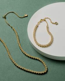 Emery Gold Tennis Necklace in White CZ