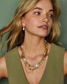 Bailey Gold Pave Convertible Statement Necklace in White CZ