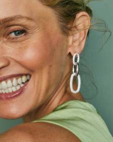 Emery Silver Statement Earrings in White CZ