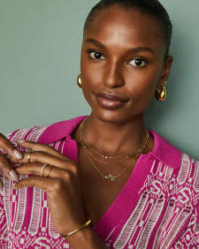 Lyle Gold Snake Short Pendant Necklace in Freshwater Cultured Pearl