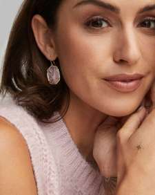 Daphne Gold Pave Frame Drop Earrings