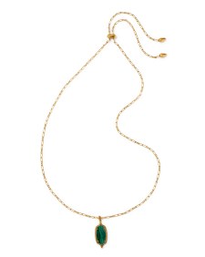 Dani Stepped Frame Vintage Gold Long Pendant Necklace