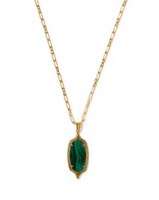 Dani Stepped Frame Vintage Gold Long Pendant Necklace