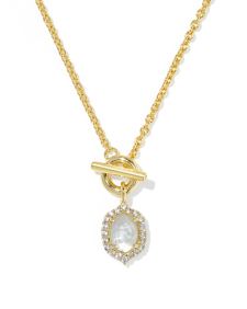 Daphne Crystal Frame Gold Toggle Necklace