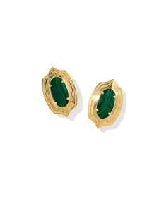 Ellie Stepped Frame Vintage Gold Stud Earrings