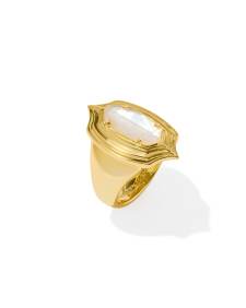 Elyse Stepped Frame Gold Cocktail Ring
