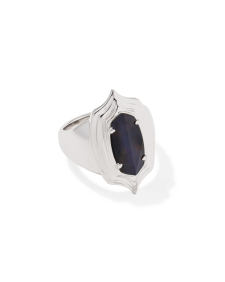 Elyse Stepped Frame Silver Cocktail Ring