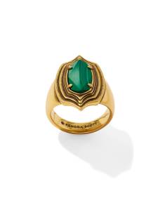 Elyse Stepped Frame Vintage Gold Cocktail Ring
