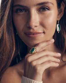 Elyse Stepped Frame Vintage Gold Cocktail Ring