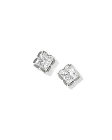 0.45 ct Lab Grown White Diamond Dira Princess 14k White Gold Stud Earrings