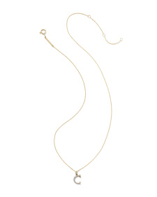 Lab Grown White Diamond Letter C 14k Yellow Gold Pendant Necklace