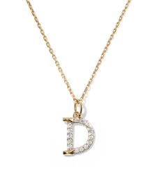 0.12 ct Lab Grown White Diamond Letter D 14k Yellow Gold Pendant Necklace