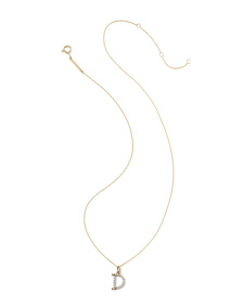 0.12 ct Lab Grown White Diamond Letter D 14k Yellow Gold Pendant Necklace