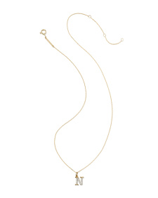 0.11 ct Lab Grown White Diamond Letter N 14k Yellow Gold Pendant Necklace