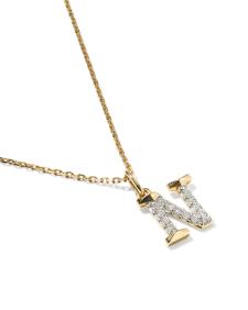 0.11 ct Lab Grown White Diamond Letter N 14k Yellow Gold Pendant Necklace