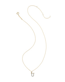 0.10 ct Lab Grown White Diamond Letter U 14k Yellow Gold Pendant Necklace