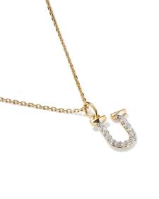 0.10 ct Lab Grown White Diamond Letter U 14k Yellow Gold Pendant Necklace