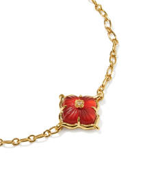 Dira Carved Stone 18k Gold Vermeil Link and Chain Bracelet