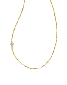 Cross 18k Gold Vermeil Inline Pave Necklace in White Topaz