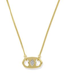 Elisa 18k Gold Vermeil Sparkle Tab Pendant Necklace in White Topaz