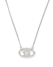 Elisa Sterling Silver Sparkle Tab Pendant Necklace in White Topaz