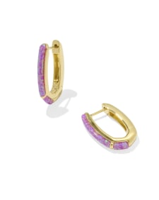 Ellen 18k Gold Vermeil Opal Huggie Earrings in Magenta Opal